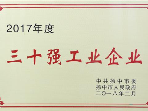欧博abg集团提升2017年度扬中市“三十强”前五位